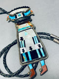 Very Important Shalako Vintage Native American Zuni Turquoise Sterling Silver Bolo Tie-Nativo Arts