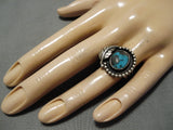 Incredible Vintage Hopi Bisbee Turquoise Sterling Silver Native American Ring-Nativo Arts