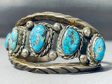 Unforgettable Vintage Native American Navajo Kingman Turquoise Sterling Silver Bracelet-Nativo Arts