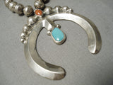 Superior Vintage Navajo Sterling Silver Native American Turquoise Necklace Old-Nativo Arts