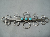 Exquisite Vintage Native American Navajo Native Turquoise American Sterling Silver Pin Old-Nativo Arts