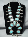 Women's Vintage Native American Navajo Huge Turquoise Sterling Silver Squash Bloossom Necklace-Nativo Arts
