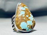Rare Turquoise Native American #8 Sterling Silver Stamped Ring-Nativo Arts