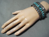 Outstanding Vintage Native American Navajo Turquoise Sterling Silver Bracelet Old-Nativo Arts