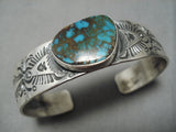 Breathtaking Vintage Native American Navajo Pilot Mountain Turquoise Sterling Silver Bracelet-Nativo Arts