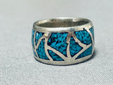 Amazing Vintage Native American Navajo Blue Turquoise Sterling Silver Ring Old-Nativo Arts