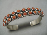 Stunning Native American Navajo Coral Sterling Silver Bracelet-Nativo Arts