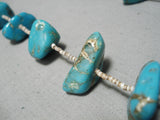 Amazing Vintage Native American Navajo Nugget Turquoise Sterling Silver Necklace Old-Nativo Arts