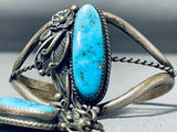 Noteworthy Vintage Native American Navajo Morenci Turquoise Sterling Silver Slave Bracelet-Nativo Arts