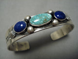 Native American Important Jeanette Dale Royston Turquoise Sterling Silver Bracelet Cuff-Nativo Arts