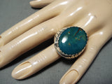 Stunning Native American Navajo Signed Pilot Mountain Turquoise Sterling Silver Ring-Nativo Arts