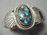 Very Important Vintage Native American Navajo Last Chance Turquoise Sterling Silver Bracelet Old-Nativo Arts