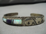 Exquisite Vintage Native American Navajo Sugulite Opal Sterling Silver Bracelet Inlay-Nativo Arts