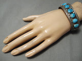 Incredible Vintage Native American Navajo Carico Lake Turquoise Sterling Silver Bracelet Old-Nativo Arts