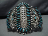 Museum Quality Vintage Native American Zuni Turquoise Sterling Silver Bracelet Old Cuff-Nativo Arts