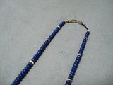 Fabulous 14k Gold Vintage Native American Navajo Lapis Necklace-Nativo Arts