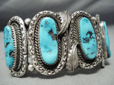 Opulent Vintage Native American Navajo Old Sleeping Beauty Turquoise Sterling Silver Bracelet-Nativo Arts