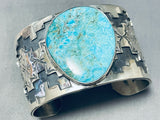 Authentic San Felipe Pilot Mountain Turquoise Sterling Silver Bracelet-Nativo Arts
