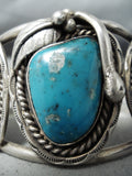 Museum Snake Vintage Native American Navajo Turquoise Sterling Silver Bracelet Old-Nativo Arts