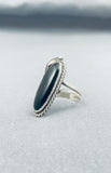 Superb Vintage Native American Navajo Jet Sterling Silver Ring-Nativo Arts