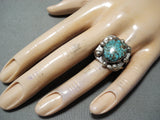 Superb Vintage Hopi Native American Spiderweb Turquoise Sterling Silver Ring Old-Nativo Arts
