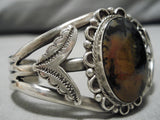Museum Quality Vintage Native American Navajo Petrified Wood Sterling Silver Bracelet-Nativo Arts