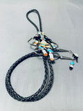 Colossal Vintage Native American Navajo Or Zuni Turquoise Snake Dancer Sterling Silver Bolo Tie-Nativo Arts