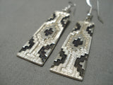 Important Native American Navajo Rug Design Sterling Silver Dan Jackosn Earrings-Nativo Arts