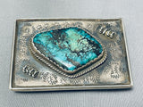 Rare Turquoise Vintage Native American Navajo Sterling Silver Buckle Old-Nativo Arts