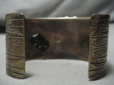 One Of The Best Vintage Native American Navajo Center Inlay Turquoise Sterling Silver Bracelet-Nativo Arts