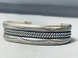Superior Vintage Native American Navajo Sterling Silver Bracelet Signed Tahe-Nativo Arts
