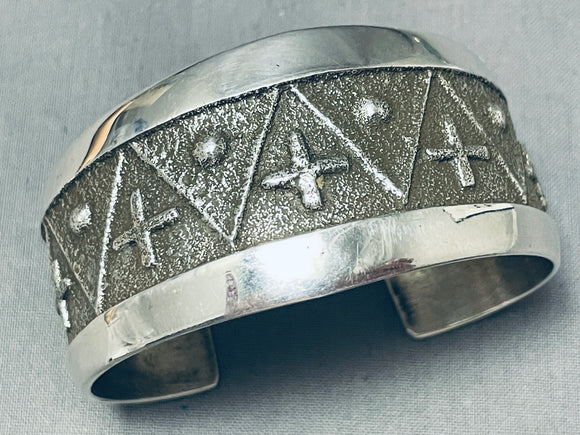 Fabulous Native American Navajo Sterling Silver Cross Bracelet-Nativo Arts