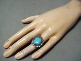 Amazing Vintage Native American Navajo Sky Blue Turquoise Sterling Silver Ring Old-Nativo Arts