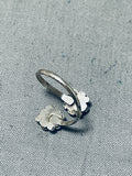 Flower Twist Vintage Native American Zuni Snake Eyes Turquoise Sterling Silver Ring-Nativo Arts