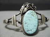 Magnificent Detailed Vintage Native American Navajo Dry Creek Turquoise Sterling Silver Bracelet-Nativo Arts