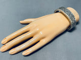 Thick 100+ Gram Vintage Native American Navajo Signed Sterling Silver Solid Bracelet-Nativo Arts