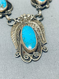 One Of A Kind Vintage Native American Hopi Morenci Turquoise Sterling Silver Necklace-Nativo Arts