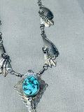 Eye Catching Vintage Native American Navajo Turquoise Sterling Silver Dangle Necklace-Nativo Arts