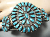 Dynamite Vintage Native American Navajo Blue Gem Turquoise Cluster Sterling Silver Bracelet-Nativo Arts