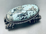 One Of Best Vintage Native American Navajo Coiled Protruding Turquoise Sterling Silver Bracelet-Nativo Arts