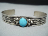 Beautiful Vintage Native American Navajo Sleeping Beauty Turquoise Sterling Silver Bracelet-Nativo Arts