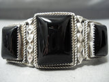 Awesome Vintage Native American Navajo Black Onyx Sterling Silver Bracelet-Nativo Arts