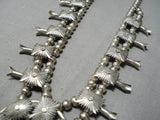 Stunning Vintage Native American Navajo Squash Sterling Silver Blossom Necklace-Nativo Arts