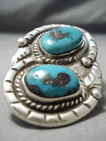Colossal Vintage Native American Navajo Bisbee Turquoise Sterling Silver Ring Old-Nativo Arts