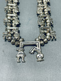 Symbolic Vintage Native American Navajo Sterling Silver Squash Blossom Necklace Kachina-Nativo Arts