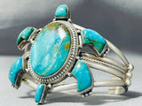 Museum Turtle Vintage Native American Navajo Royston Turquoise Sterling Silver Bracelet-Nativo Arts