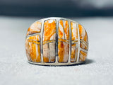Excellent Native American Navajo Spiny Oyster Sterling Silver Ring-Nativo Arts