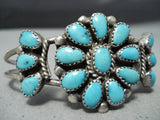 Exceptional Vintage Native American Navajo Turquoise Sterling Silver Bracelet Old-Nativo Arts