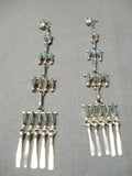 Striking Vintage Zuni Native American Turquoise Sterling Silver Earrings-Nativo Arts
