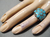 Museum Vintage Native American Zuni Dishta Turquoise Sterling Silver Ring Old-Nativo Arts
